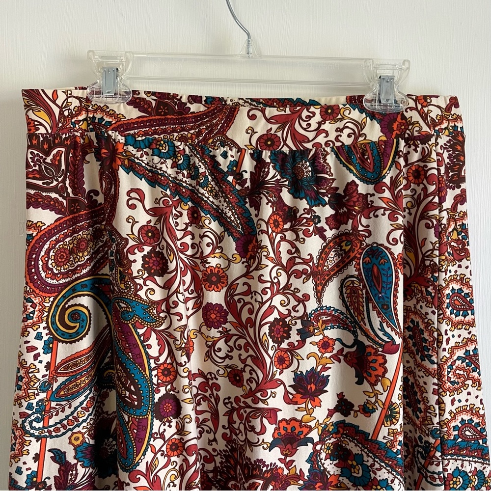 Cato Paisley Maxi Skirt Womens Size Large Multicolor‎ Stretch Soft Jersey Fall - Picture 3 of 9